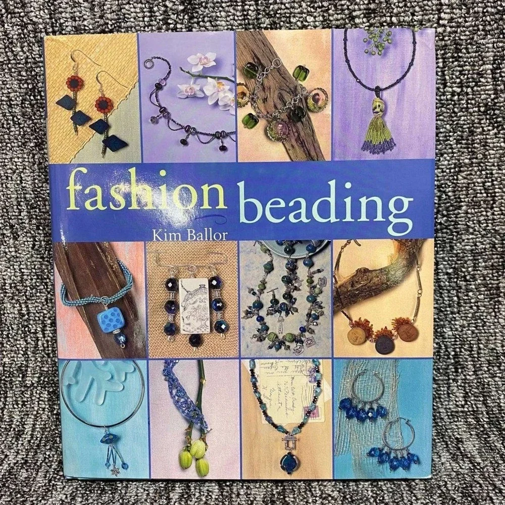 Fashion Beading Kim Ballor Hardcover Book Blue Jewelry Making Craft Projects DIY